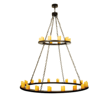 Loxley 28 Light 60" Wide Pillar Candle Chandelier with Yellow Acrylic Shade