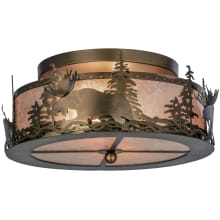 Moose at Dusk 3 Light 16" Wide Semi Flush Drum Ceiling Fixture with Silver Mica Shade
