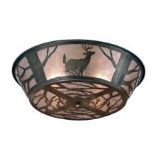 Deer on the Loose 3 Light 22" Wide Semi Flush Ceiling Fixture with Silver Mica Shade