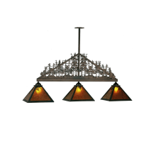 Mountain Pine 3 Light 18" Wide Linear Chandelier with Brown Mica Shade