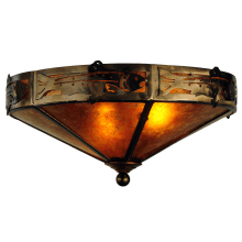 Rainbow Trout 3 Light 16" Wide Semi Flush Ceiling Fixture with Brown Glass Shade