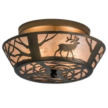 Elk on the Loose 3 Light 16" Wide Semi Flush Ceiling Fixture with Silver Mica Shade