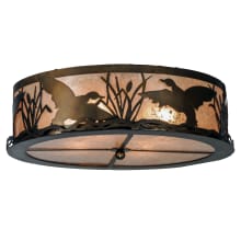 Ducks in Flight 3 Light 22" Wide Semi Flush Drum Ceiling Fixture with Silver Mica Shade