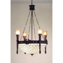 Torch and Wreath 8 Light 30" Wide Chandelier with Cream Glass Shade