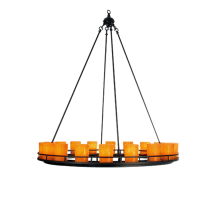 Barbury 18 Light 48" Wide Pillar Candle Chandelier with Orange Acrylic Shade