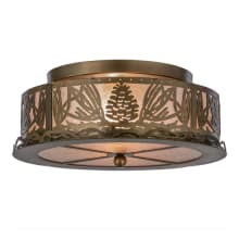 Mountain Pine 2 Light 16" Wide Semi-Flush Drum Ceiling Fixture - Antique Copper Finish