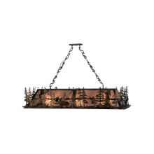 Moose at Dusk 9 Light 60" Wide Billiard Chandelier with Silver Mica Shade