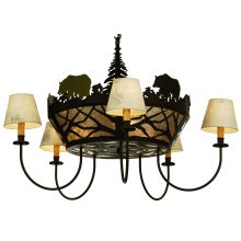35" W Bear On The Loose 5 Arm Chandelier