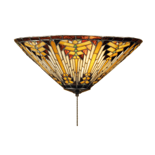 Nuevo Mission 3 Light 17" Wide Flush Mount Ceiling Fixture with Tiffany Glass Shade
