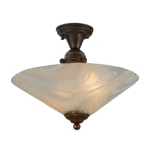 Deco 2 Light 18" Wide Semi-Flush Ceiling Fixture with Swirl Glass Shade