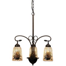 Pine Barons 3 Light 20-1/2" Wide Chandelier with Tiffany Glass Shade