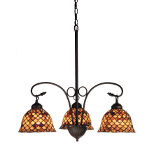 Tiffany Fishscale 3 Light 24" Wide Chandelier with Tiffany Glass Shade