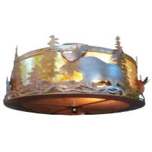 Moose at Dusk 2 Light 18-1/2" Wide Semi Flush Drum Ceiling Fixture with Brown Glass Shade