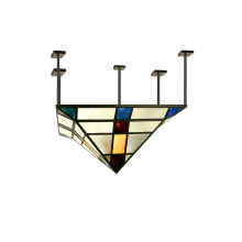 Polaris 8 Light 60" Wide Semi Flush Ceiling Fixture with Tiffany Glass Shade