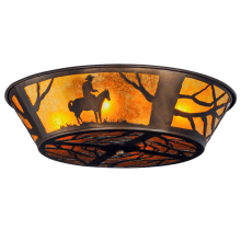 Cowboy 4 Light 22" Wide Flush Mount Drum Ceiling Fixture with Brown Glass Shade