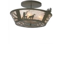 25" W Quail Hunter with Dog Flush Mount Ceiling Fixture