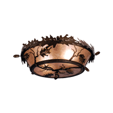 Oak Leaf and Acorn 3 Light 20" Wide Flush Mount Ceiling Fixture with Silver Mica Shade