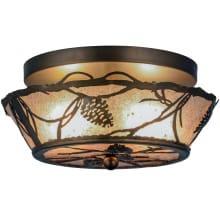Whispering Pines 2 Light 12" Wide Flush Mount Ceiling Fixture with Silver Mica Shade
