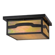 Hyde Park Mountain View 2 Light 20" Wide Flush Mount Square Ceiling Fixture with Iridescent Glass Shade - Craftsman Brown Finish