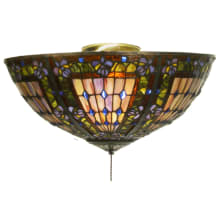 Fleur-de-lis 3 Light 16" Wide Stained Glass Semi-Flush Bowl Ceiling Fixture - Mahogany Bronze Finish