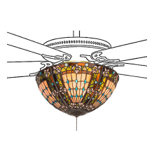 Fleur-de-lis 16" Wide Single Stained Glass Ceiling Fan Light Kit