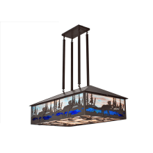 Moose at Lake 8 Light 36" Wide Billiard Chandelier with Multi-colored Glass Shade