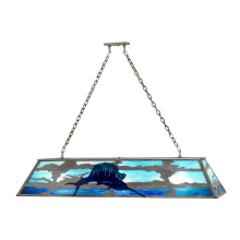 Sailfish 9 Light 61" Wide Linear Chandelier with Blue Glass Shade