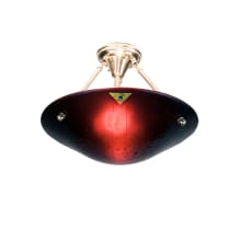 Metro Fusion 2 Light 18" Wide Semi Flush Ceiling Fixture with Red Glass Shade
