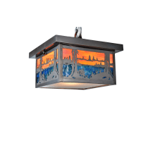 Hyde Park 2 Light 17" Wide Flush Mount Ceiling Fixture with Multi-colored Glass Shade