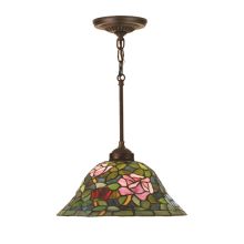 Stained Glass / Tiffany Down Lighting Pendant from the Tiffany Rosebush Collection
