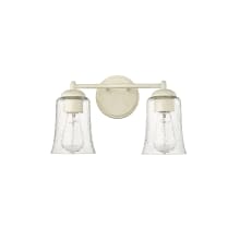 Abilene 2 Light 15" Wide Vanity Light with Water Glass Shades