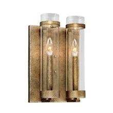 Milan 10" Wide 2 Light Double Candle Style Wall Sconce with Clear Cylinder Shades