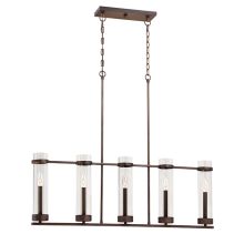 Milan 40" Wide 5 Light Linear Chandelier with Clear Cylinder Shades