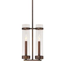 Milan 9" Wide 2 Light Candle Style Mini Pendant with Clear Cylinder Shades