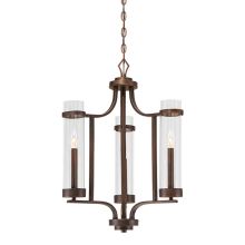 Milan 20" Wide 3 Light Taper Candle Style Single Tier Chandelier with Clear Cylinder Shades