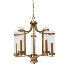 Milan 25" Wide 5 Light Taper Candle Style Single Tier Chandelier with Clear Cylinder Shades