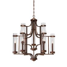 Milan 30" Wide 9 Light Taper Candle Style Two-Tier Chandelier with Clear Cylinder Shades