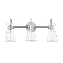 Camellia 3 Light 22" Wide Vanity Light with Clear Glass Shades