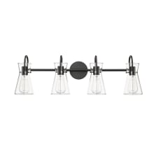 Camellia 4 Light 31" Wide Vanity Light with Clear Glass Shades