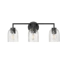 Catania 3 Light 23" Wide Vanity Light with Ribbed Glass Shades
