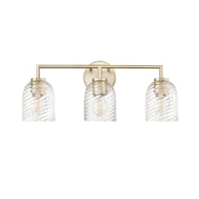 Catania 3 Light 23" Wide Vanity Light with Ribbed Glass Shades