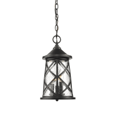 3 Light 8" Wide Outdoor Mini Pendant with Glass Shade