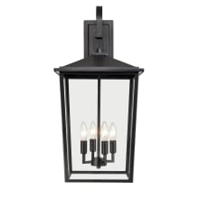 Fetterton 4 Light 28" Tall Outdoor Wall Sconce with Clear Glass Shade - ADA Compliant