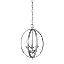 3 Light 12" Wide Foyer Pendant with Cage Frame