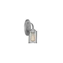 Akron Single Light 13" Tall Bathroom Sconce with Mesh Style Cylinder Metal Shade