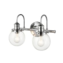Ella 2 Light 15" Wide Vanity Light with Clear Glass Shades - ADA Compliant
