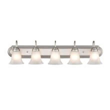 5 Light 36" Wide Vanity Light with Frosted Glass Shades