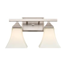 2 Light 14" Wide Vanity Light with Frosted Glass Shades