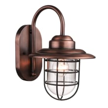 RLM Single Light 12" Tall Outdoor Wall Sconce with Glass and Wire Guard