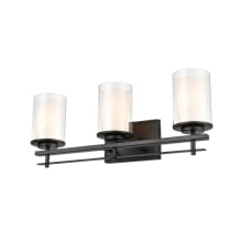 Huderson 3 Light 23" Wide Bathroom Vanity Light with Clear Glass Shades